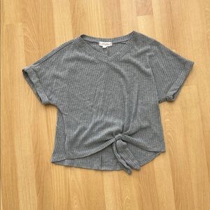 Walking on Sunshine Heather Gray Knotted Tee